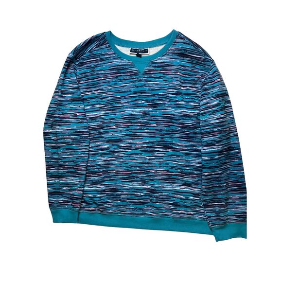 Karen Scott Sport Space Dye Sweatshirt Turquoise Purple Plus XL PXL - Picture 3 of 7